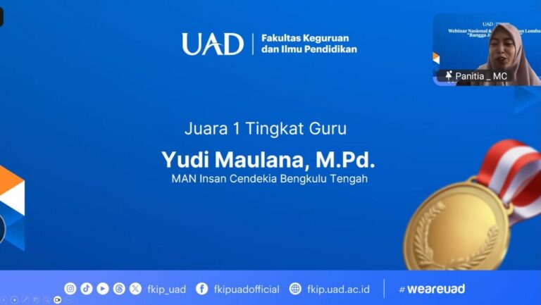 Mahasiswa Magister Pendidikan IPA Universitas Bengkulu, Yudi Maulana, M.Pd., Raih Juara I Lomba Opini Kategori Guru pada Ajang “Bangga Jadi Guru 2025” Universitas Ahmad Dahlan