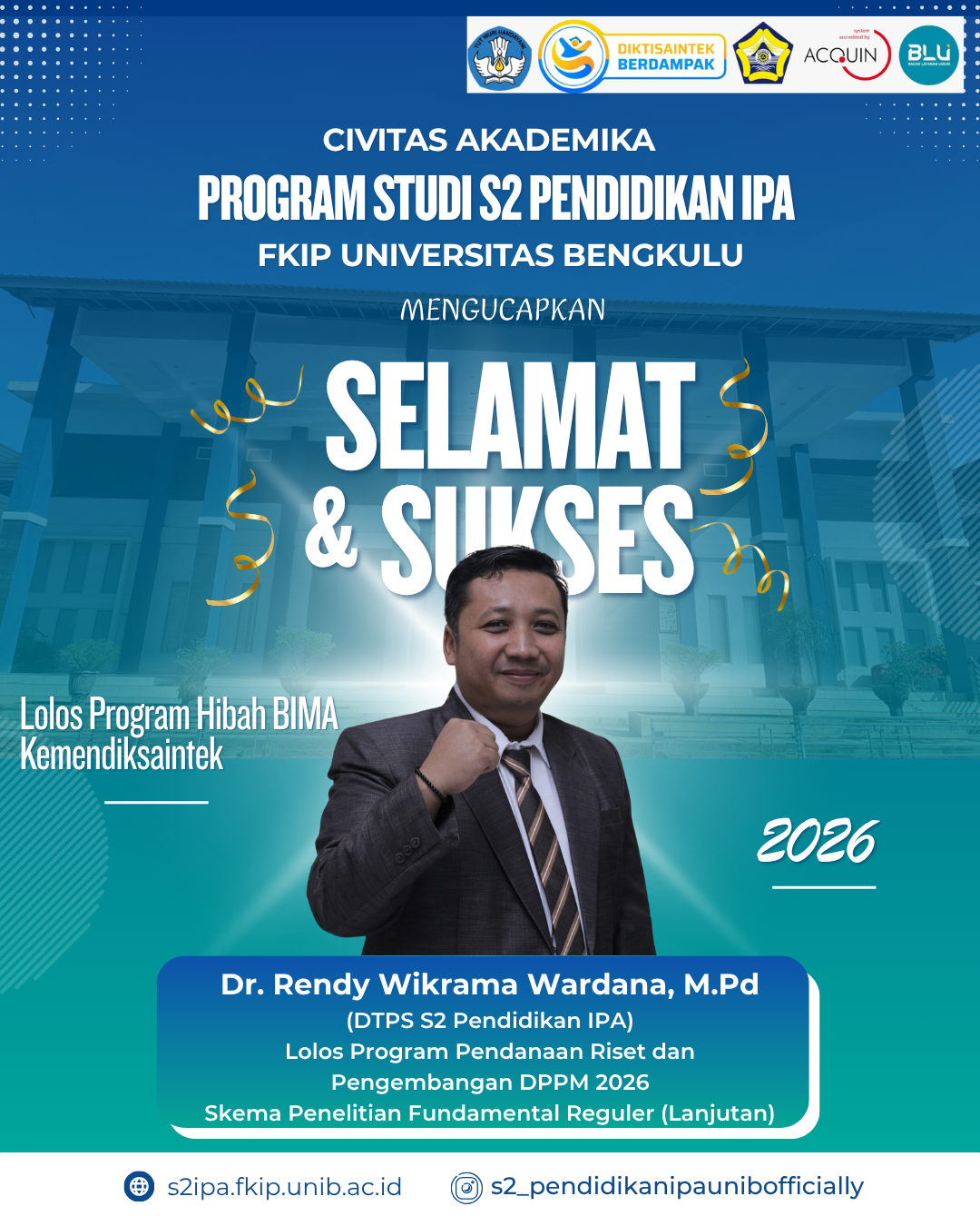 Dr. Rendy Wikrama Wardana, M.Pd Lolos Pendanaan Riset dan Pengembangan DPPM Kemdiktisaintek Tahun 2026