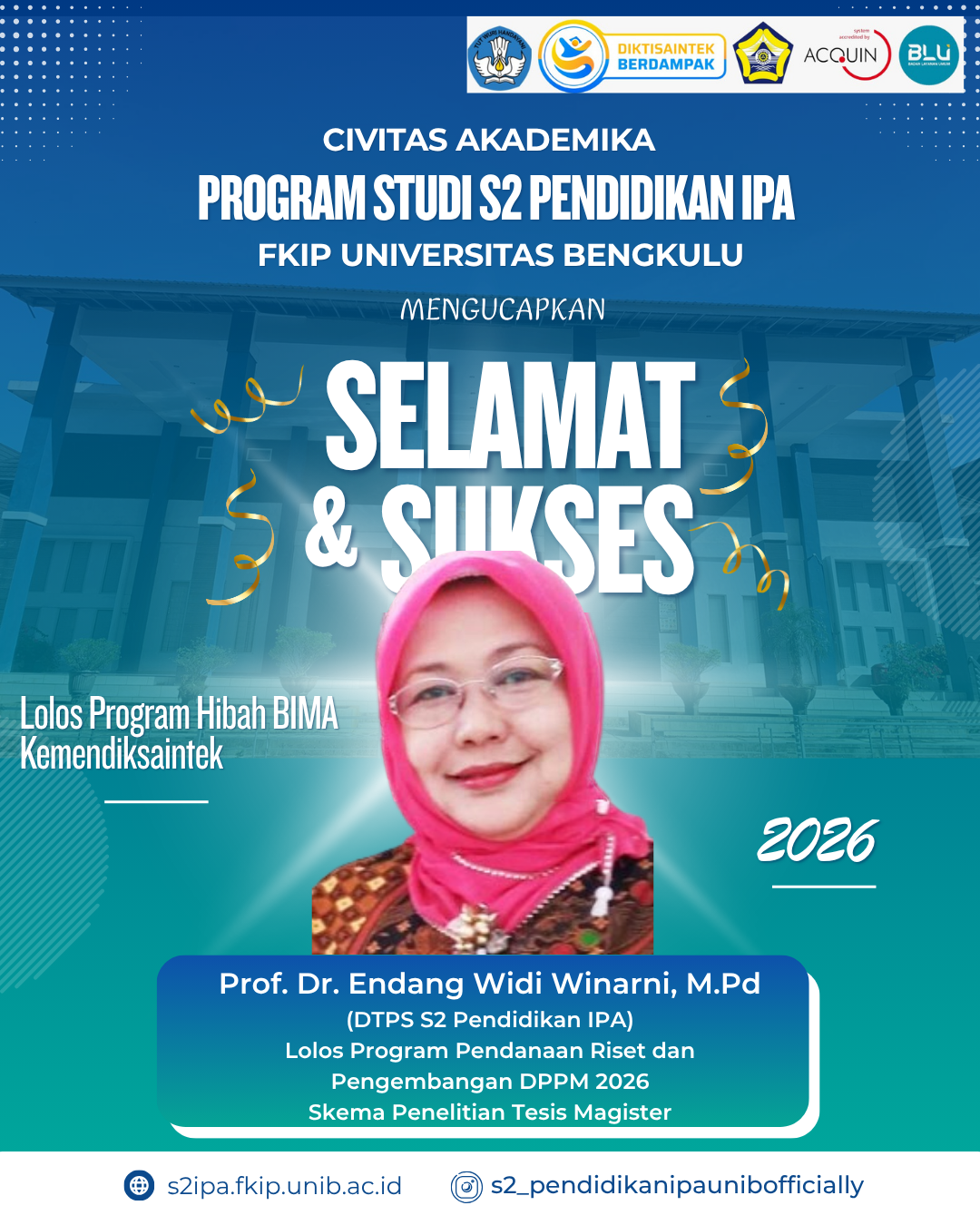 Dosen S2 Pendidikan IPA UNIB Raih Pendanaan Riset dan Pengembangan DPPM Kemdiktisaintek Tahun 2026 pada Skema Penelitian Tesis Magister