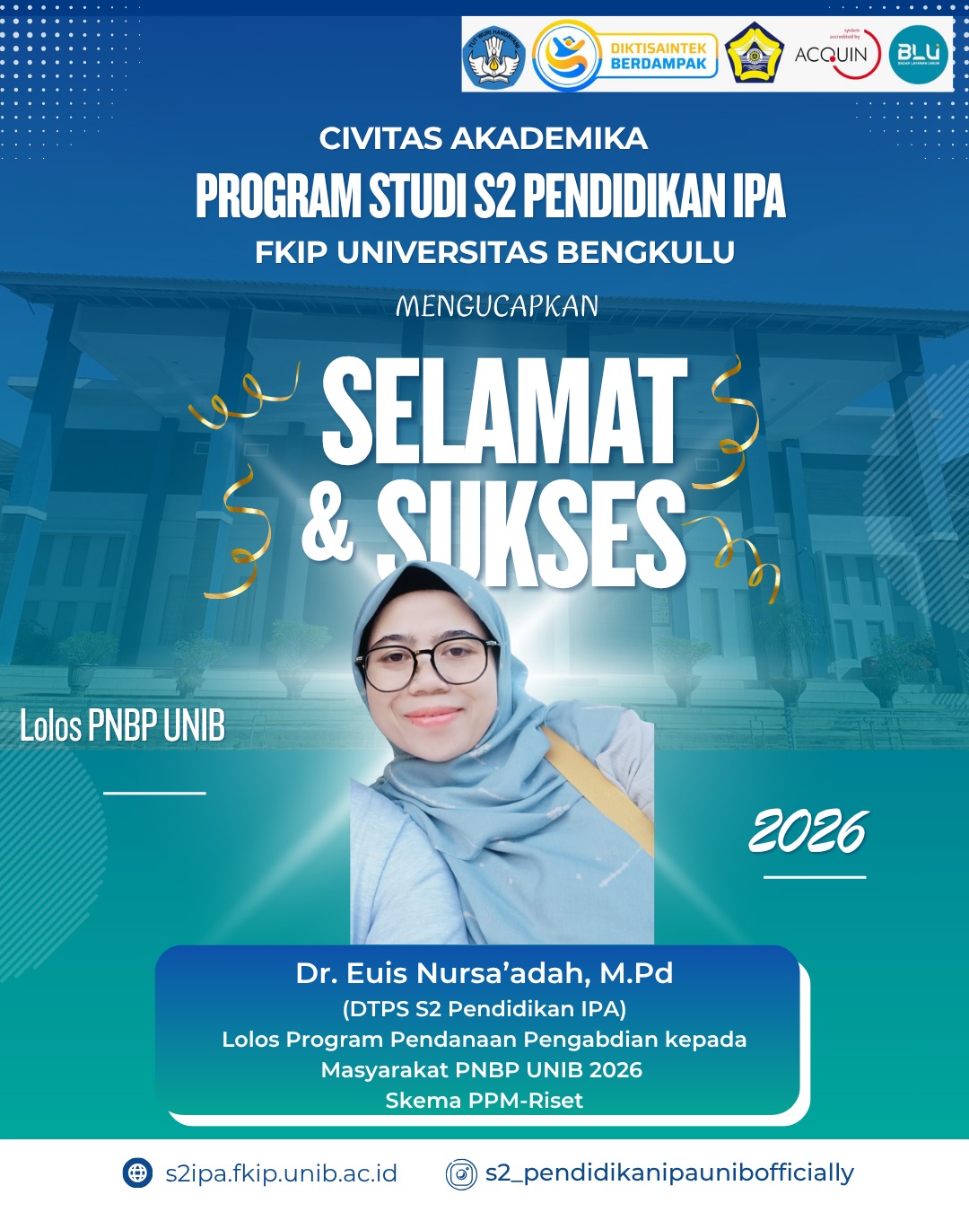 Dosen S2 Pendidikan IPA UNIB Lolos Pendanaan Pengabdian kepada Masyarakat PNBP UNIB Tahun 2026 pada Skema PPM-Riset
